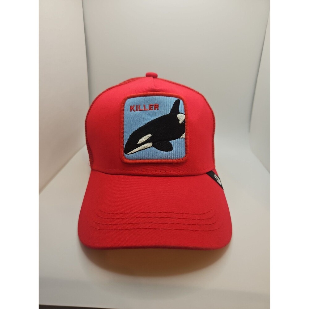 Goorin Bros The Farm Killer Whale Orca Trucker Hat Red Snapback Cap